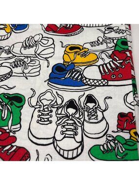 17" x 44" Princess Fabrics Sneakers-Inspired Cotton Fabric White Colorway Fun